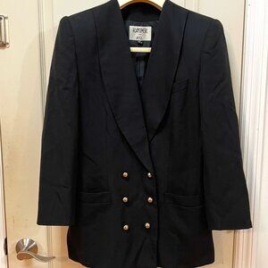 Kasper Women's Size 10 65% Polyester/35% Viscose Double breasted Blazer. Black